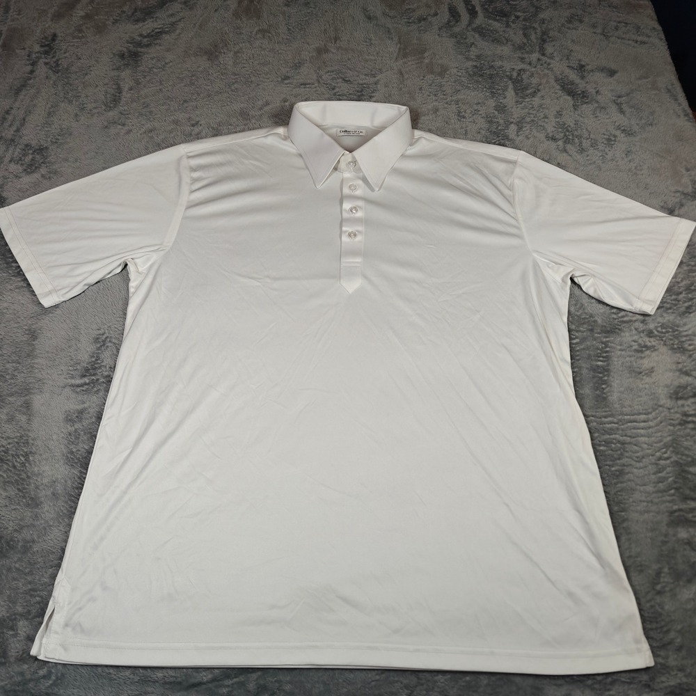 Collars & Co Dress Collar Polo Mens XL White Relaxed Fit Short Sleeve Top